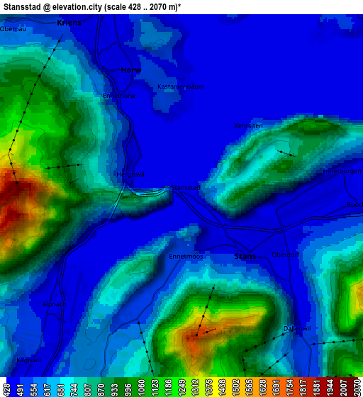 Zoom OUT 2x Stansstad, Switzerland elevation map