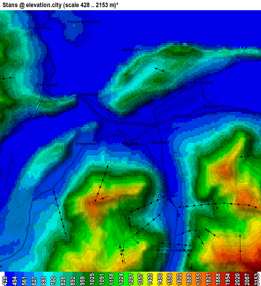 Zoom OUT 2x Stans, Switzerland elevation map