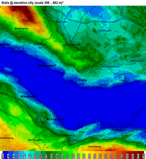 Zoom OUT 2x Stäfa, Switzerland elevation map