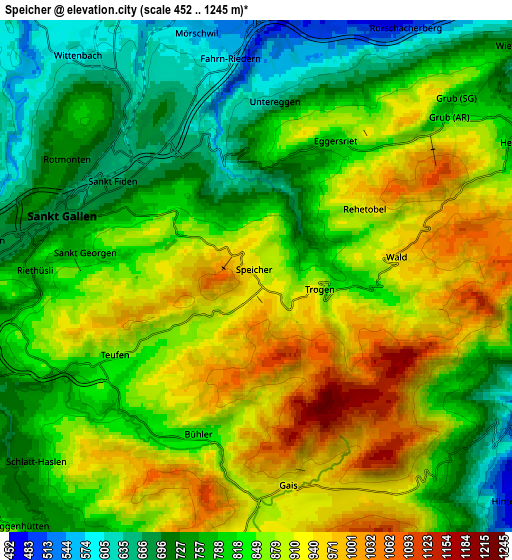 Zoom OUT 2x Speicher, Switzerland elevation map