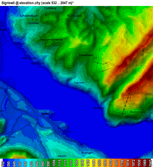 Zoom OUT 2x Sigriswil, Switzerland elevation map