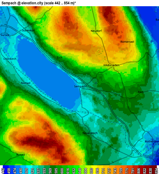 Zoom OUT 2x Sempach, Switzerland elevation map