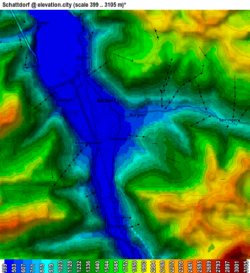 Zoom OUT 2x Schattdorf, Switzerland elevation map