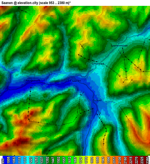 Zoom OUT 2x Saanen, Switzerland elevation map