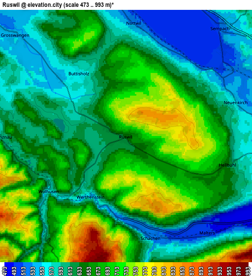 Zoom OUT 2x Ruswil, Switzerland elevation map