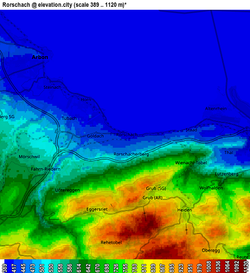 Zoom OUT 2x Rorschach, Switzerland elevation map