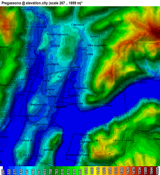 Zoom OUT 2x Pregassona, Switzerland elevation map