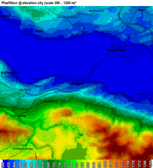 Zoom OUT 2x Pfäffikon, Switzerland elevation map