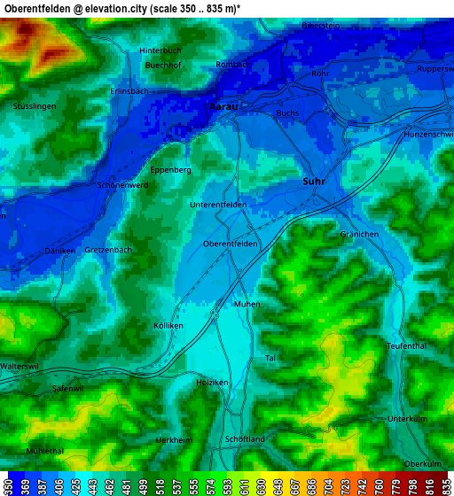 Zoom OUT 2x Oberentfelden, Switzerland elevation map