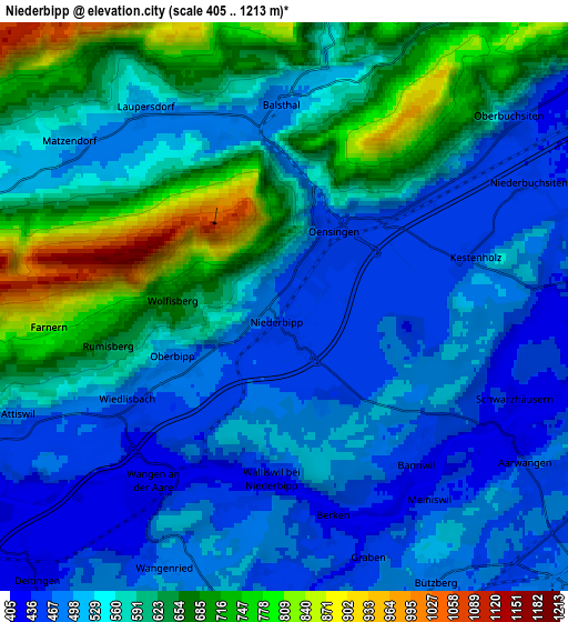 Zoom OUT 2x Niederbipp, Switzerland elevation map