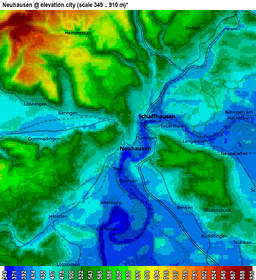 Zoom OUT 2x Neuhausen, Switzerland elevation map