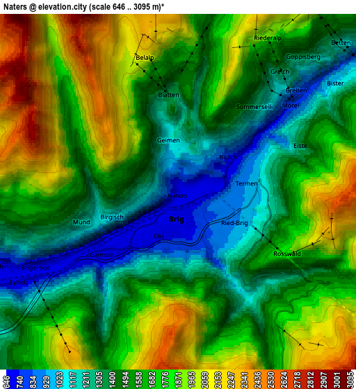 Zoom OUT 2x Naters, Switzerland elevation map