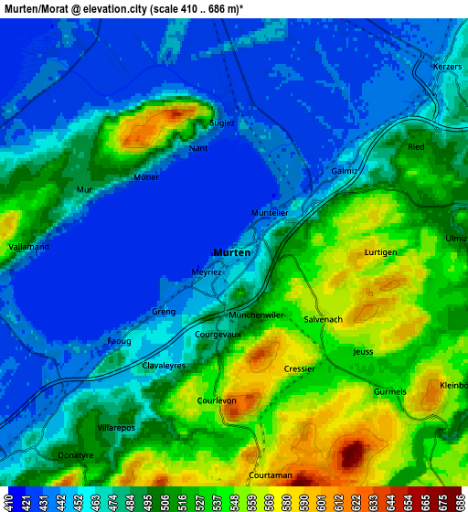 Zoom OUT 2x Murten/Morat, Switzerland elevation map