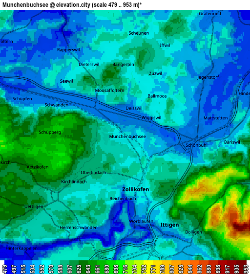 Zoom OUT 2x Münchenbuchsee, Switzerland elevation map