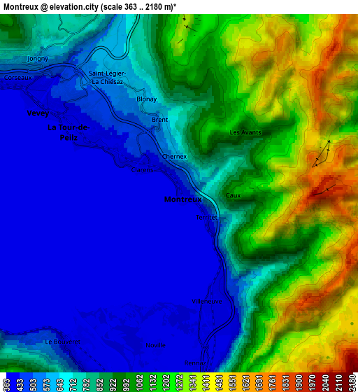 Zoom OUT 2x Montreux, Switzerland elevation map