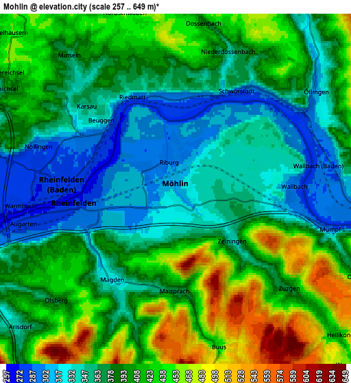 Zoom OUT 2x Möhlin, Switzerland elevation map