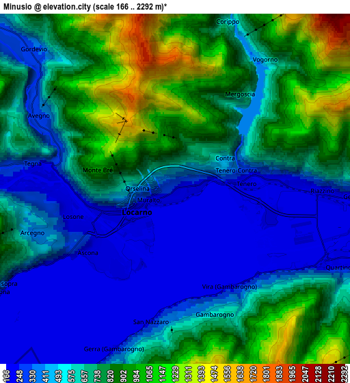 Zoom OUT 2x Minusio, Switzerland elevation map