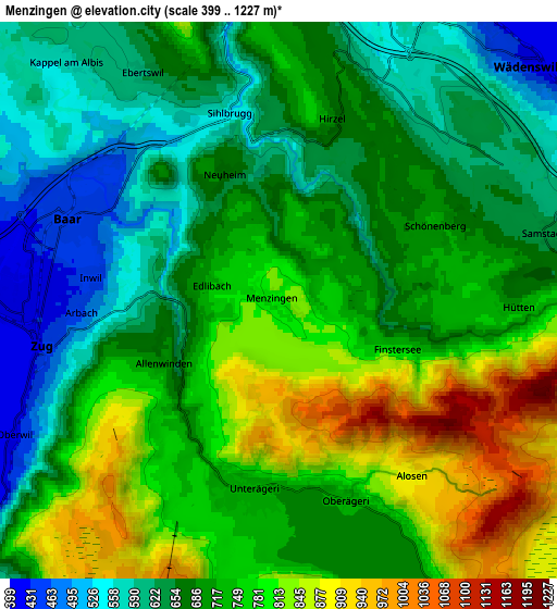 Zoom OUT 2x Menzingen, Switzerland elevation map