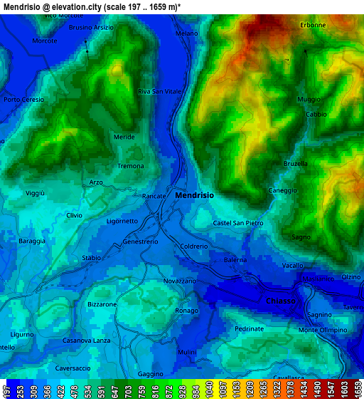 Zoom OUT 2x Mendrisio, Switzerland elevation map