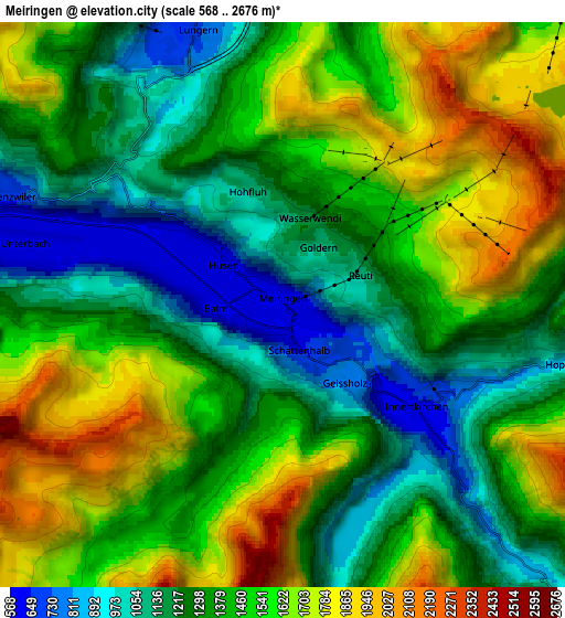 Zoom OUT 2x Meiringen, Switzerland elevation map