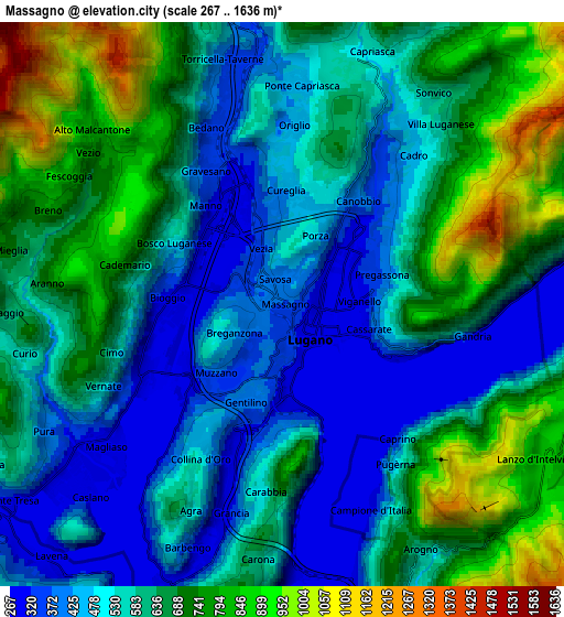 Zoom OUT 2x Massagno, Switzerland elevation map