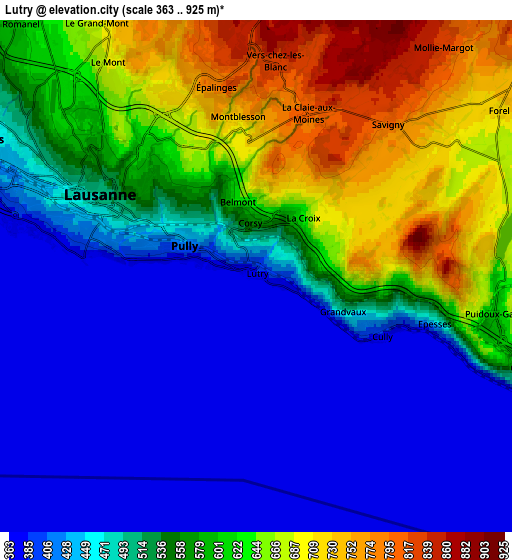 Zoom OUT 2x Lutry, Switzerland elevation map