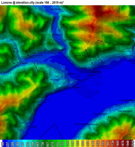 Zoom OUT 2x Losone, Switzerland elevation map