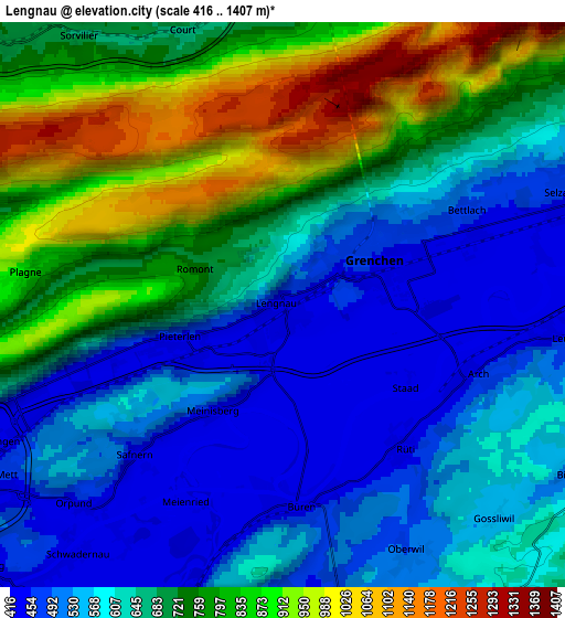 Zoom OUT 2x Lengnau, Switzerland elevation map