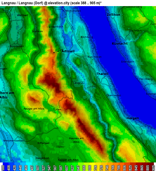 Zoom OUT 2x Langnau / Langnau (Dorf), Switzerland elevation map