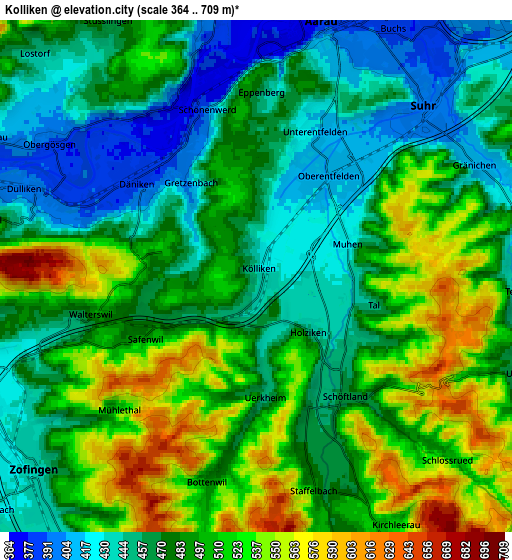 Zoom OUT 2x Kölliken, Switzerland elevation map