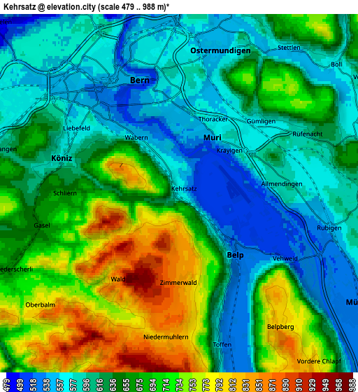 Zoom OUT 2x Kehrsatz, Switzerland elevation map