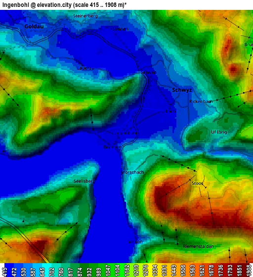 Zoom OUT 2x Ingenbohl, Switzerland elevation map