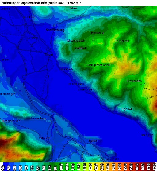 Zoom OUT 2x Hilterfingen, Switzerland elevation map