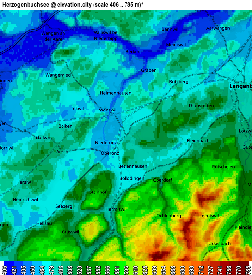 Zoom OUT 2x Herzogenbuchsee, Switzerland elevation map