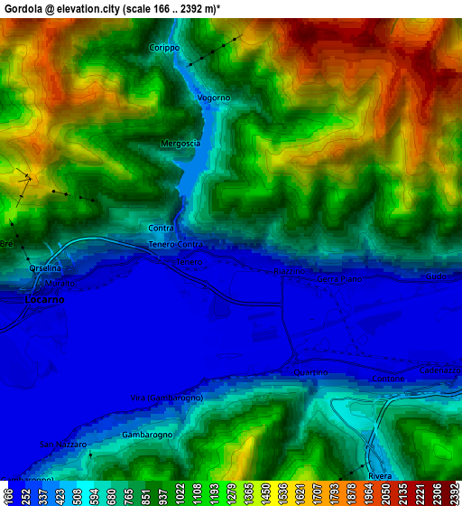 Zoom OUT 2x Gordola, Switzerland elevation map