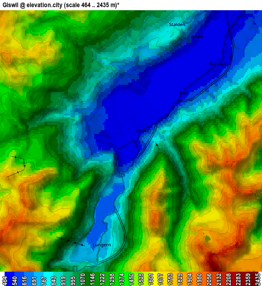 Zoom OUT 2x Giswil, Switzerland elevation map