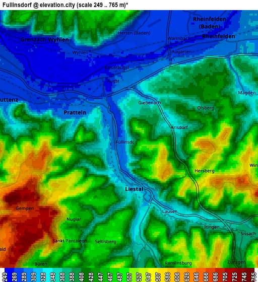 Zoom OUT 2x Füllinsdorf, Switzerland elevation map