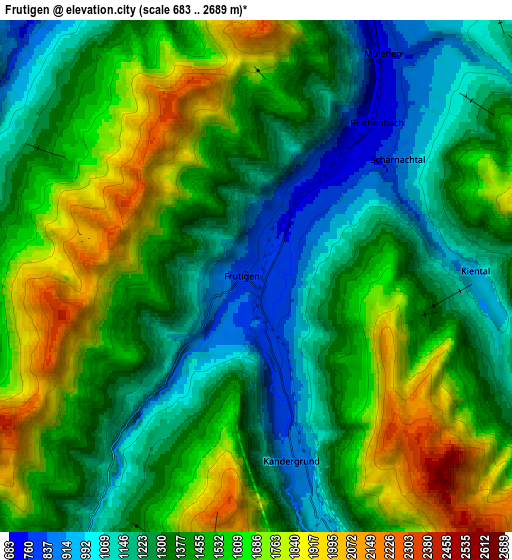 Zoom OUT 2x Frutigen, Switzerland elevation map