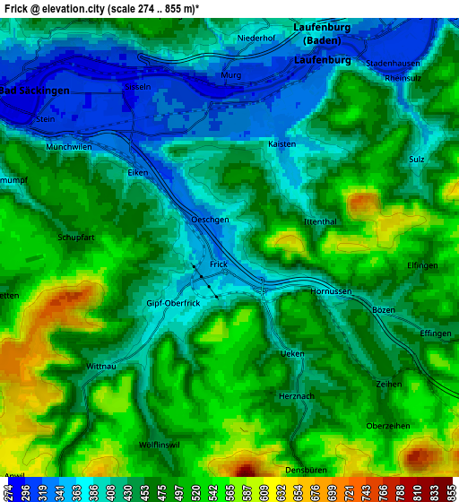 Zoom OUT 2x Frick, Switzerland elevation map