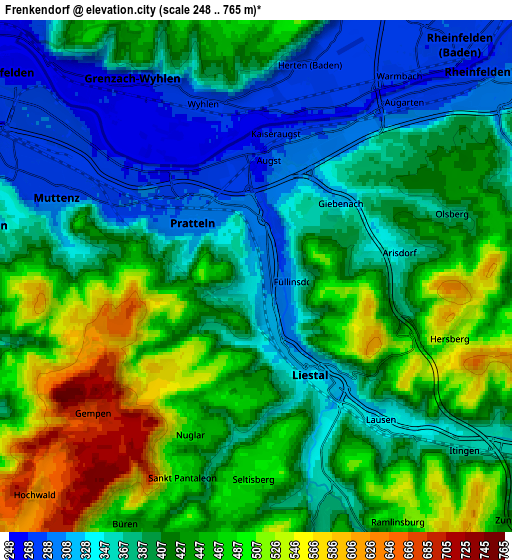 Zoom OUT 2x Frenkendorf, Switzerland elevation map