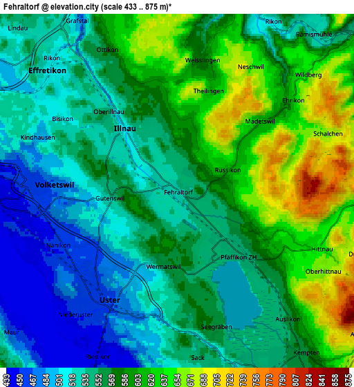 Zoom OUT 2x Fehraltorf, Switzerland elevation map