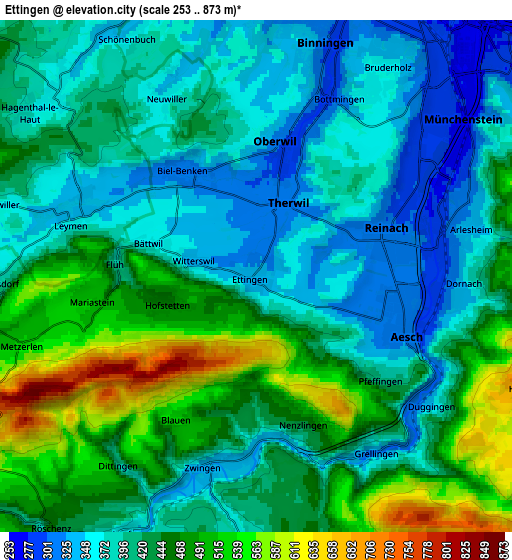 Zoom OUT 2x Ettingen, Switzerland elevation map