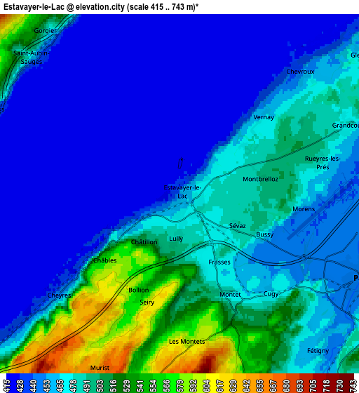 Zoom OUT 2x Estavayer-le-Lac, Switzerland elevation map