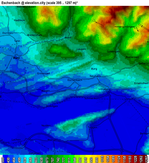 Zoom OUT 2x Eschenbach, Switzerland elevation map