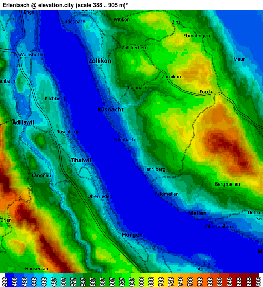 Zoom OUT 2x Erlenbach, Switzerland elevation map