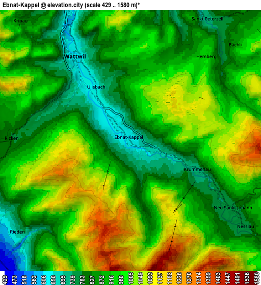 Zoom OUT 2x Ebnat-Kappel, Switzerland elevation map