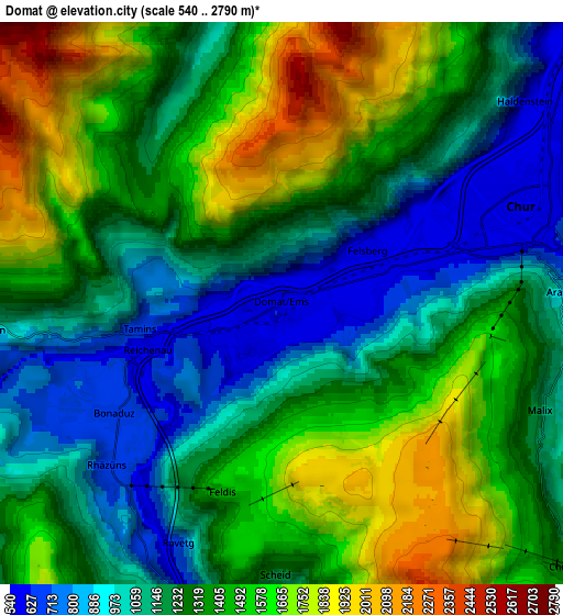 Zoom OUT 2x Domat, Switzerland elevation map