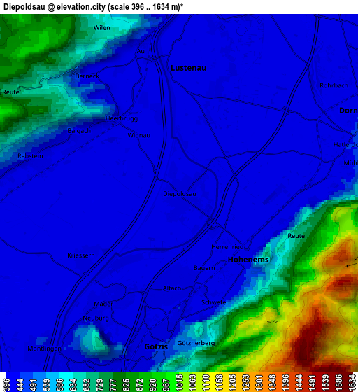 Zoom OUT 2x Diepoldsau, Switzerland elevation map