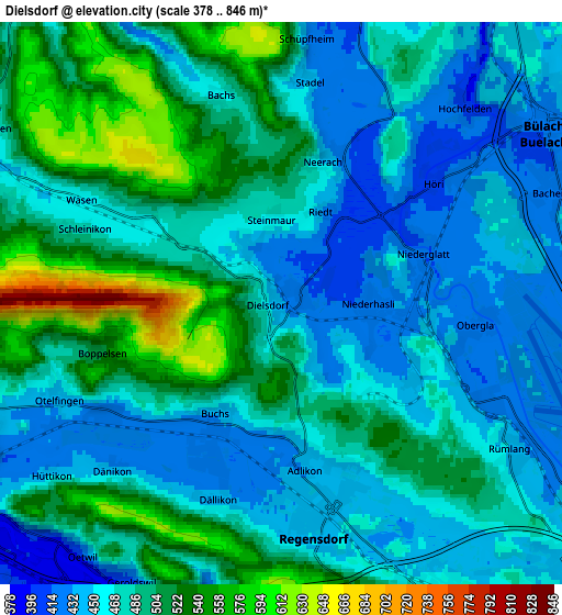 Zoom OUT 2x Dielsdorf, Switzerland elevation map