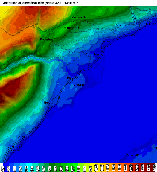 Zoom OUT 2x Cortaillod, Switzerland elevation map